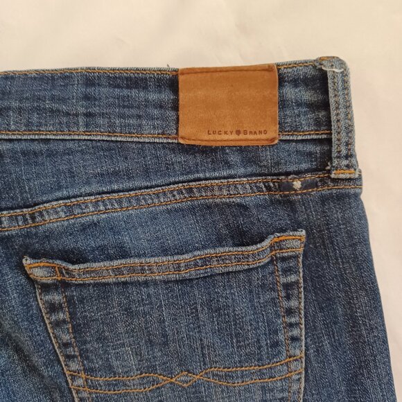 Lucky Brand Cropped Jeans Easy Rider Cop Midrise Dark Wash Stretch Size 30 - Picture 6 of 14